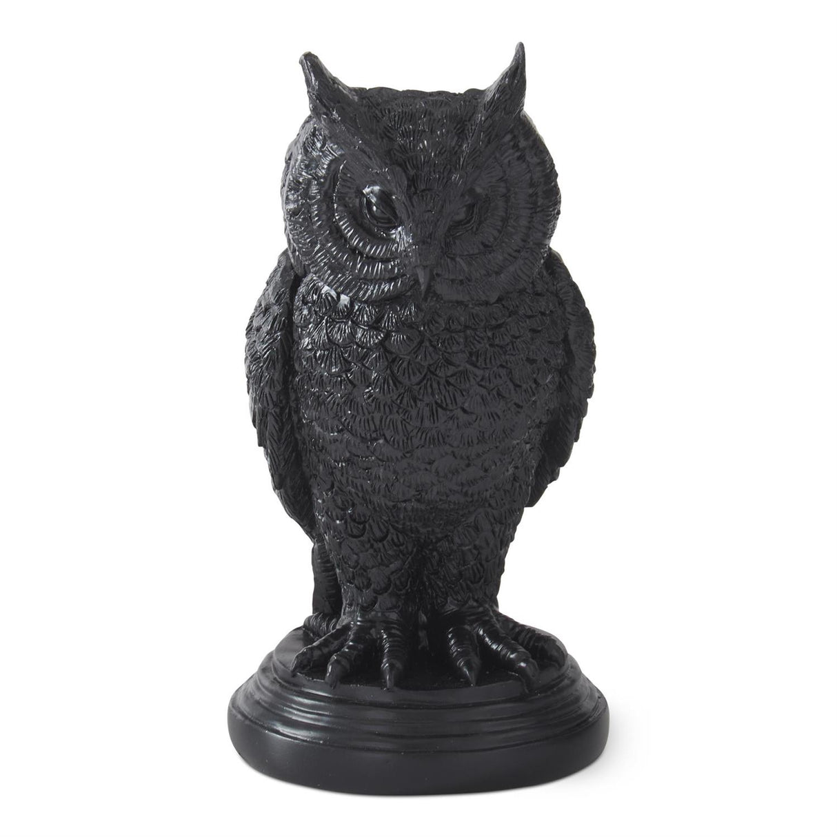 6.75 Inch Black Resin Owl Taper Candleholder