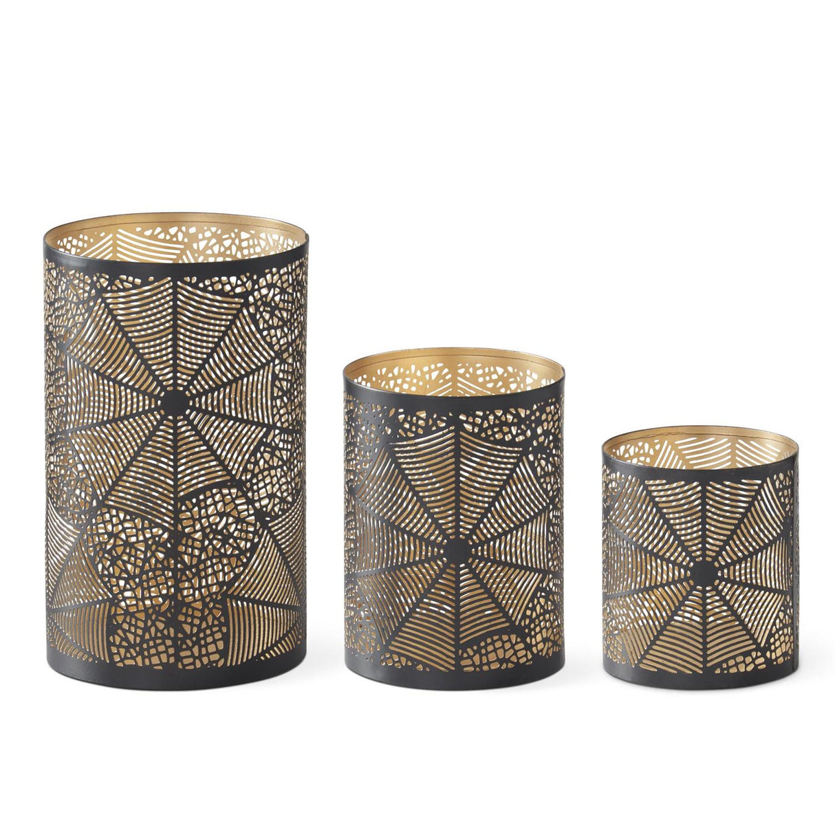 Black Metal Spider Web Cutout Candleholder