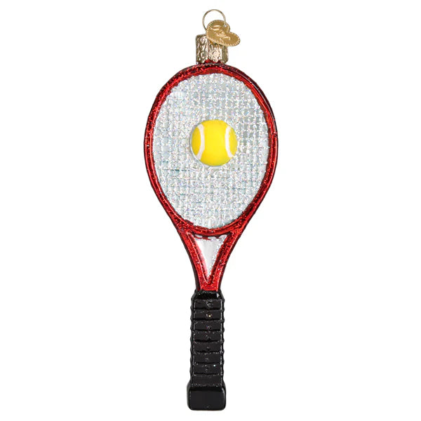 RED TENNIS RACQUET ORNAMENT