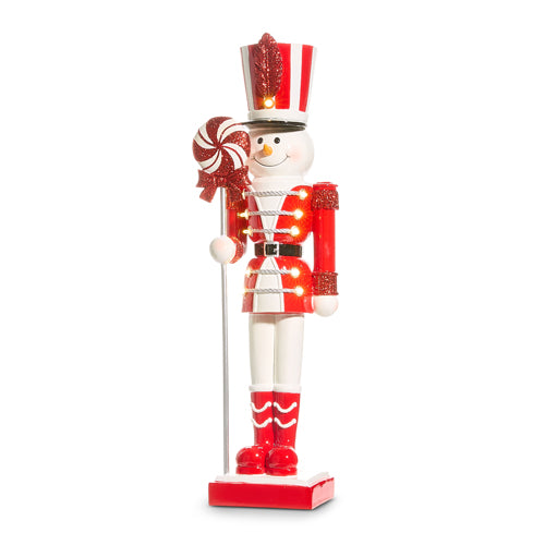 25" Lighted Peppermint Snowman Nutcracker