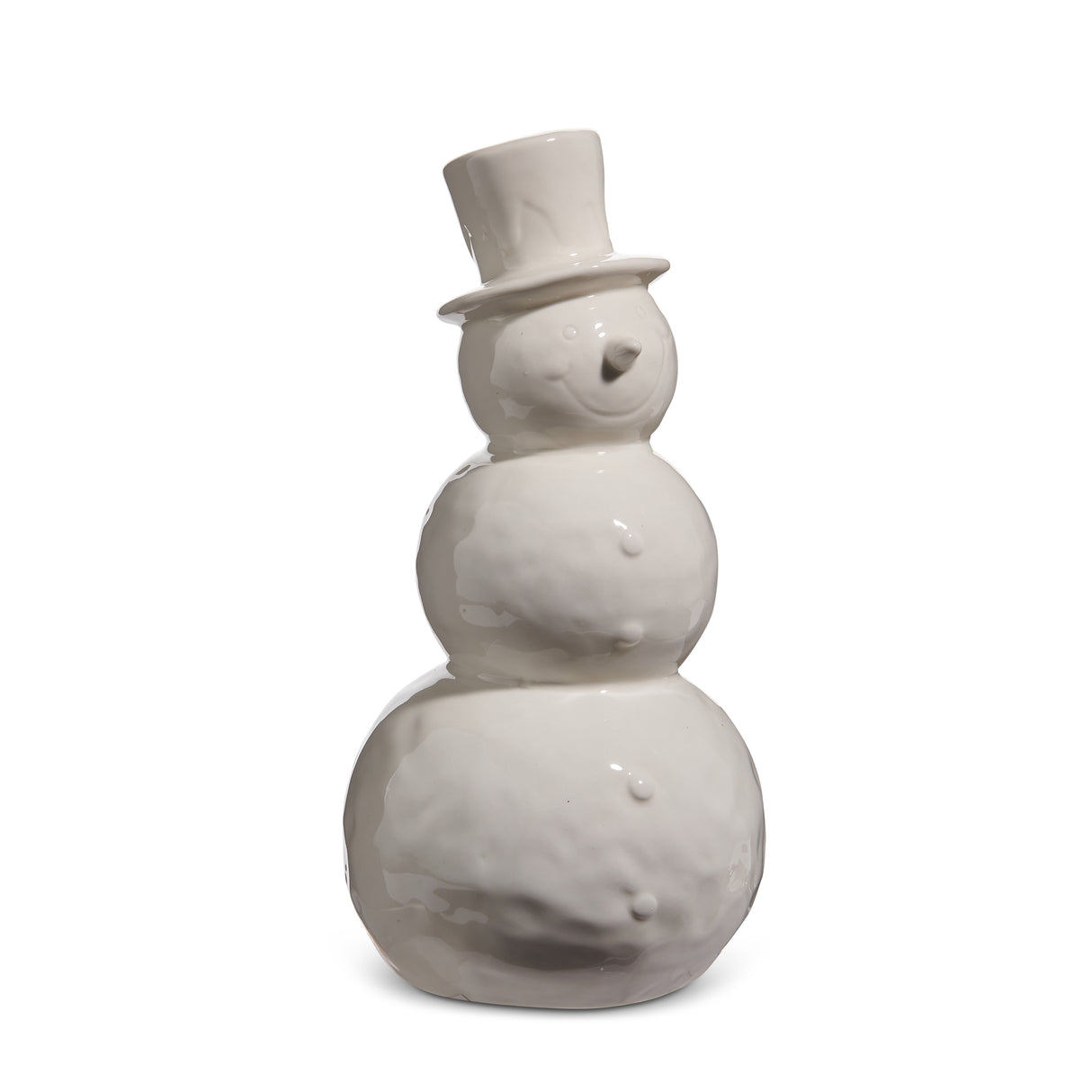 10.25" White Glazed Snowman
