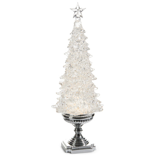 GLOBE #64 -20" Lighted Tree with Swirling Silver Glitter