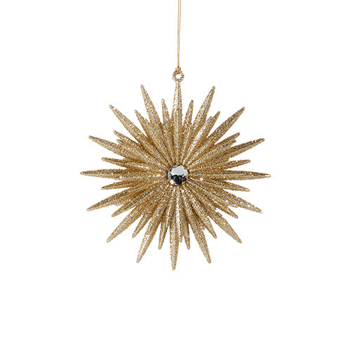 5" Champagne Glittered Starburst Ornament