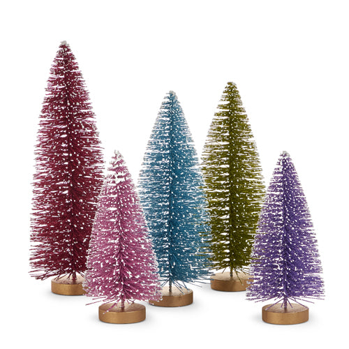 5.5" - 10.75" Multicolor Glittered Trees