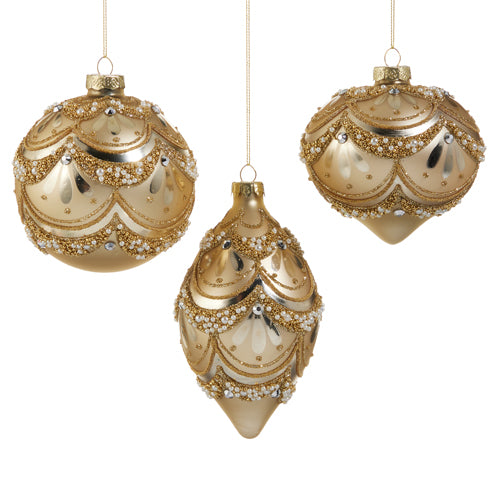 4" Gold Pearl Trimmed Ornament