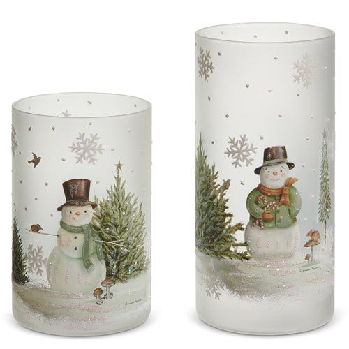 8" Woodland Snowman Containers
