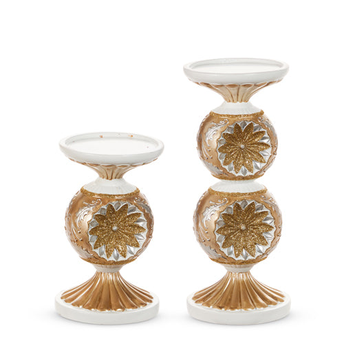 10" Gold and Silver Vintage Candle Holders