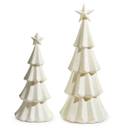 15.5" White Glitter Trees