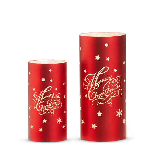 8" Lighted Red Merry Christmas Lanterns