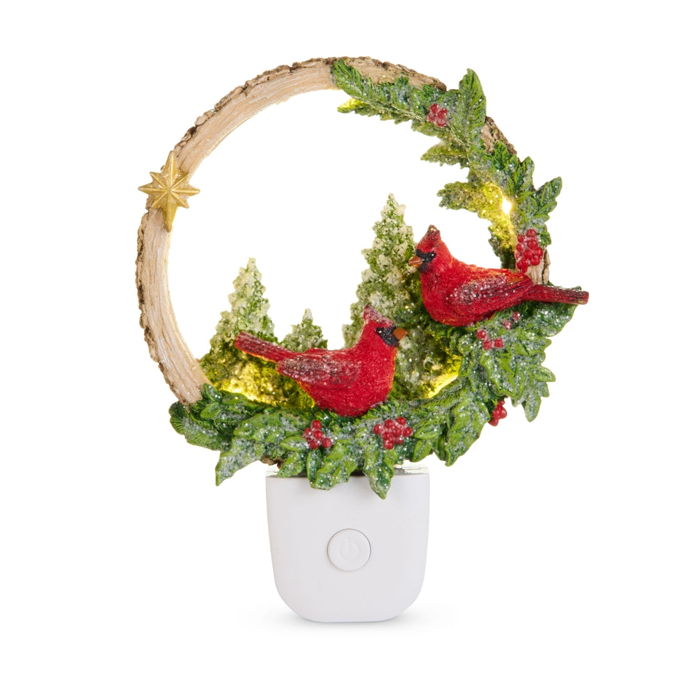 6" Woodland Noel Cardinals Night Light