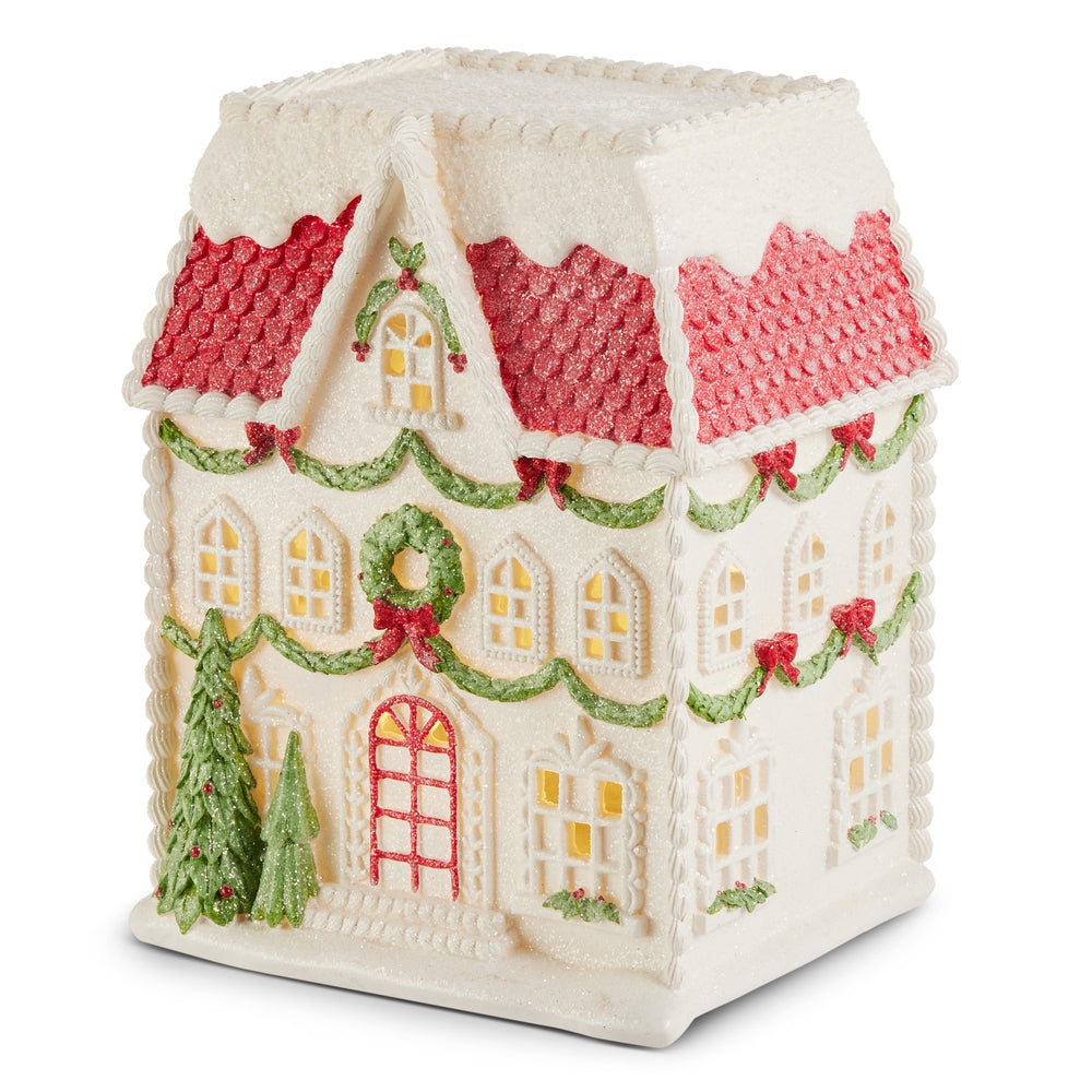 12" Lighted Snow Covered House