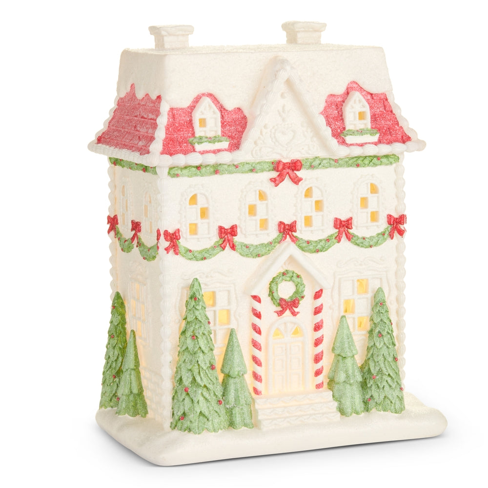 16" Lighted Snow Covered Manor