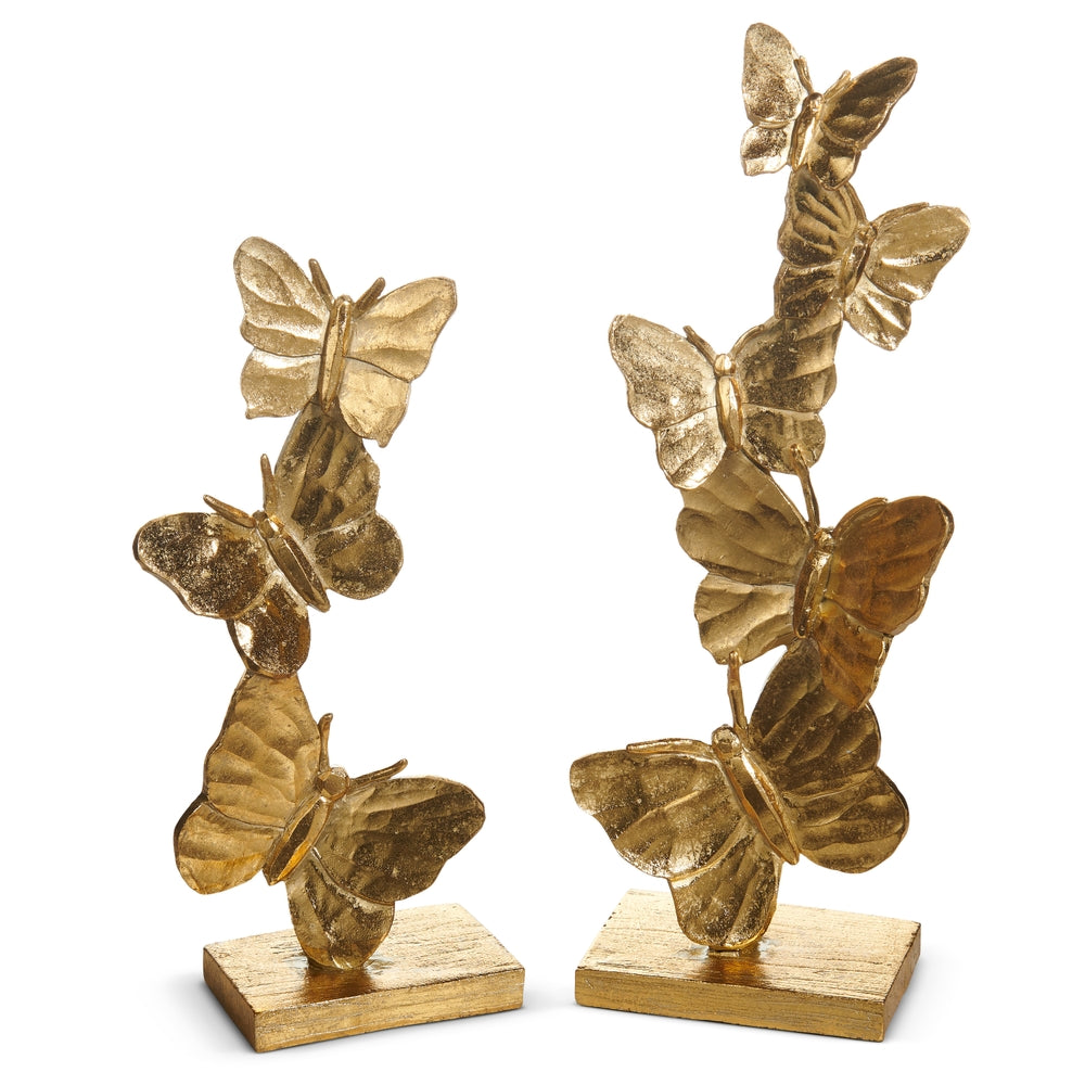 Gilded Stacked Butterflies on Stand