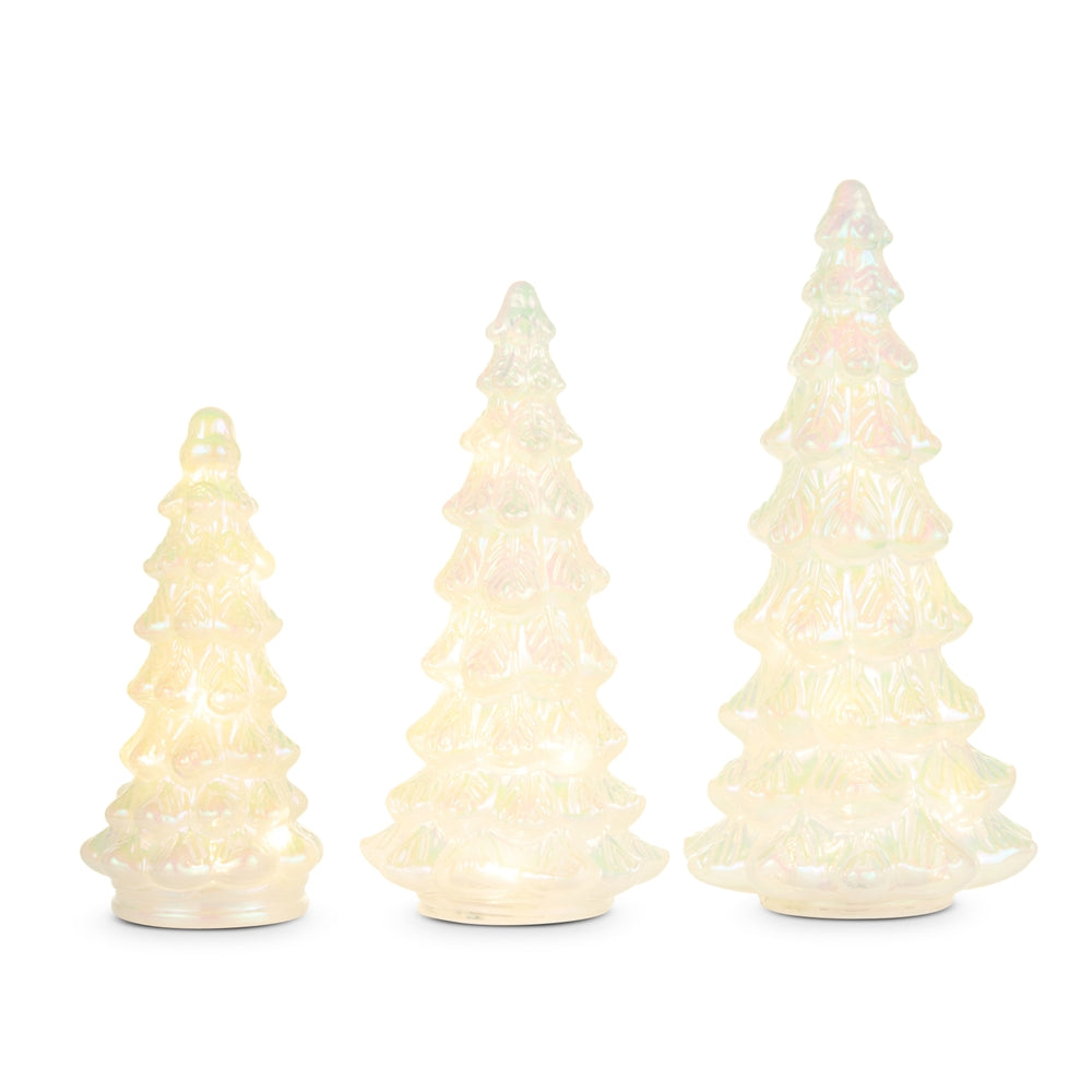 Lighted White Iridescent Trees