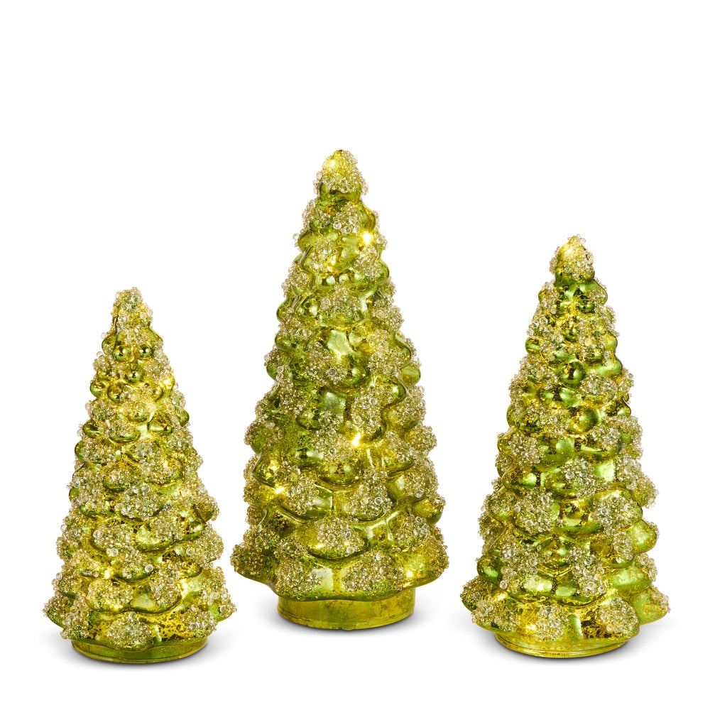 Lighted Green Glitter Trees