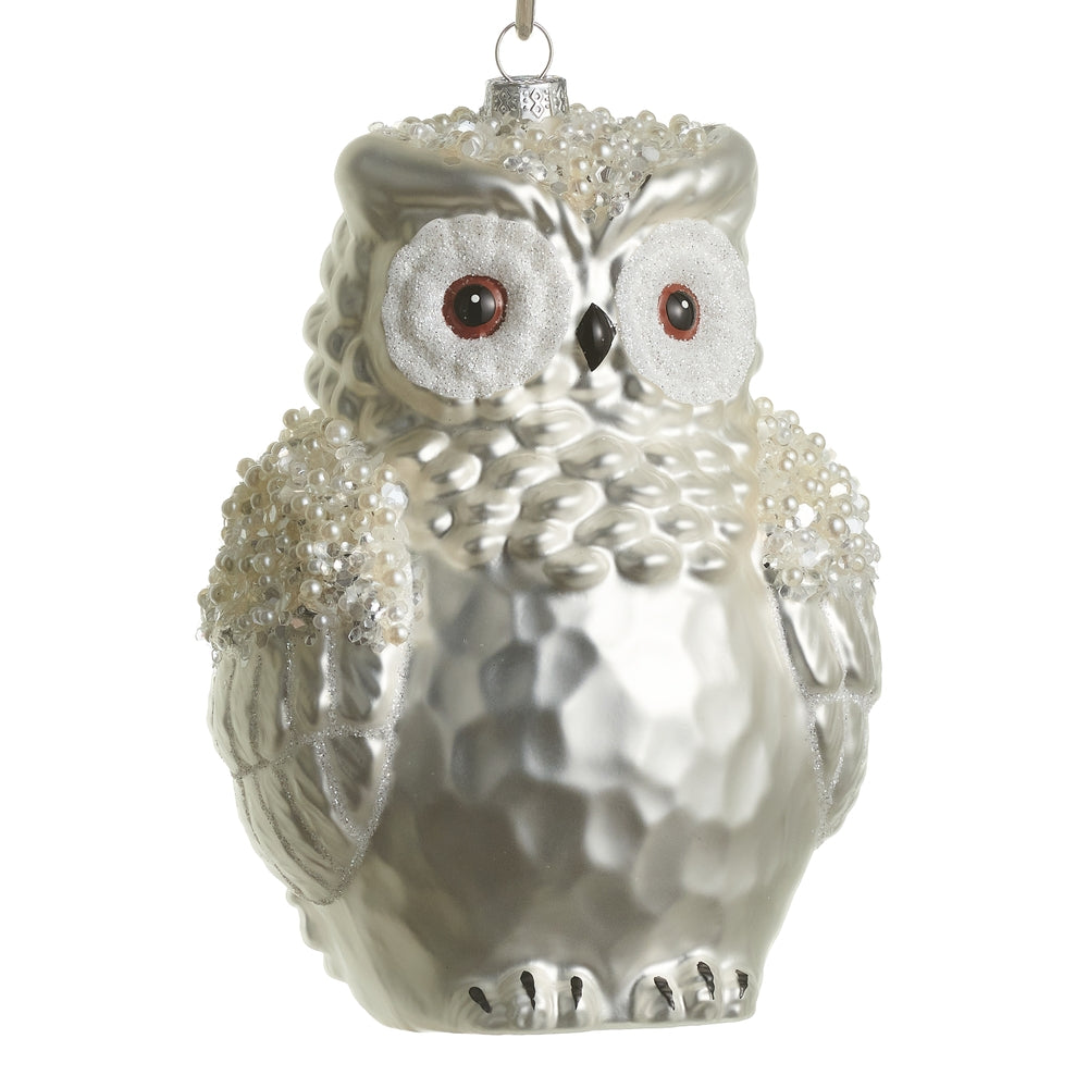6.5" Jeweled Snowy Owl Ornament