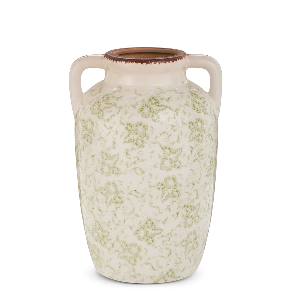 9" Green Floral Vase