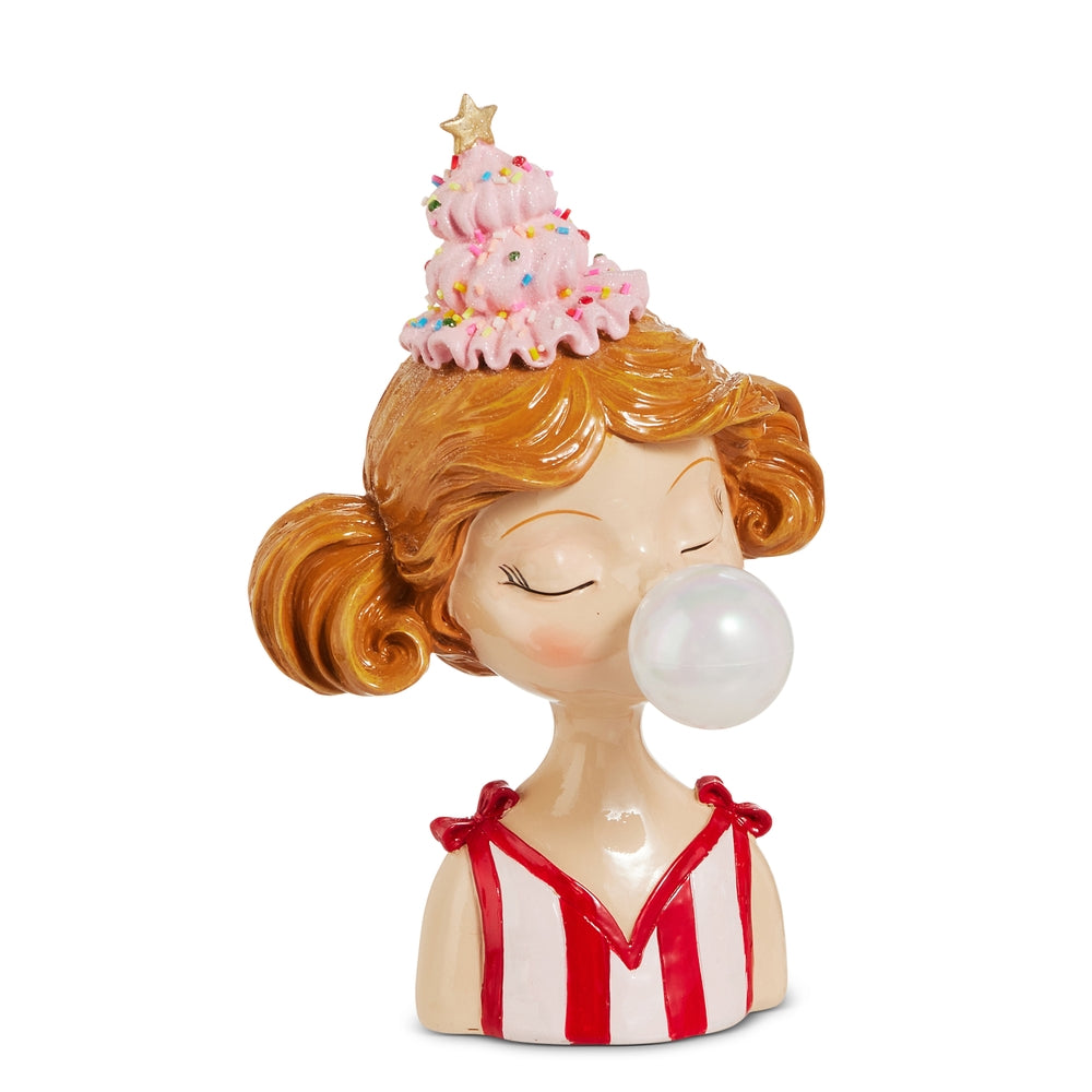 8.75" Blowing Bubble Lady with Scarf