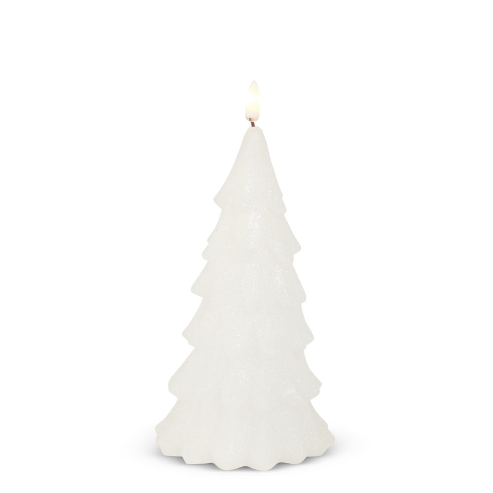 7.5" Glittered White Tree Candle