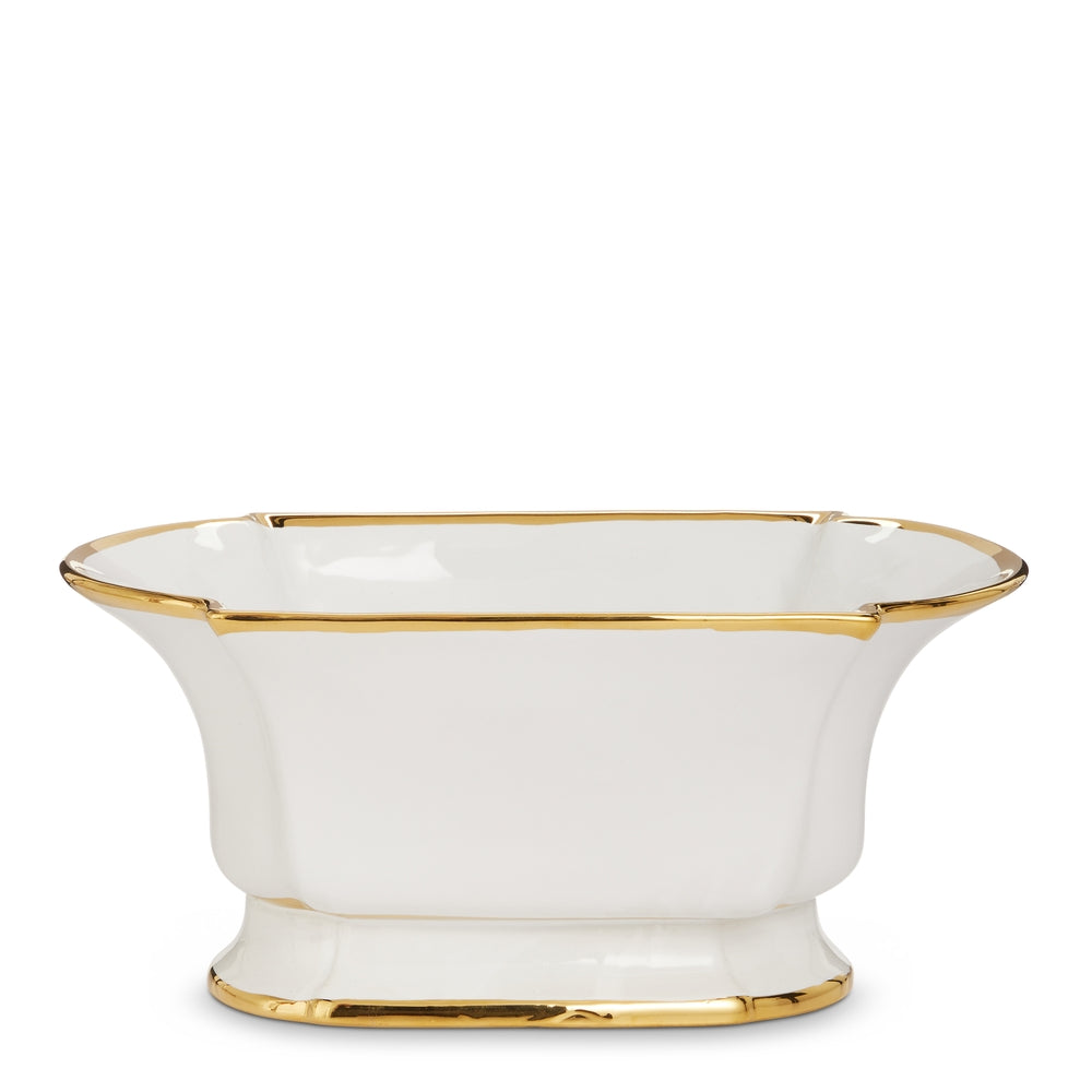 6" White and Gold Planter