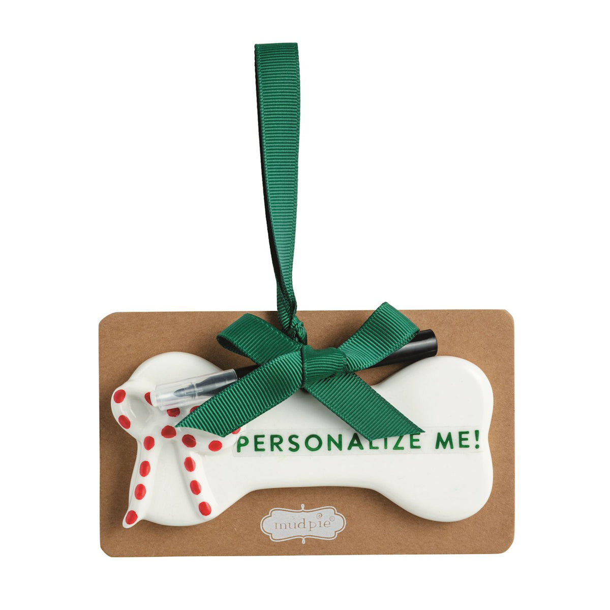 BOW CERAMIC BONE ORNAMENT
