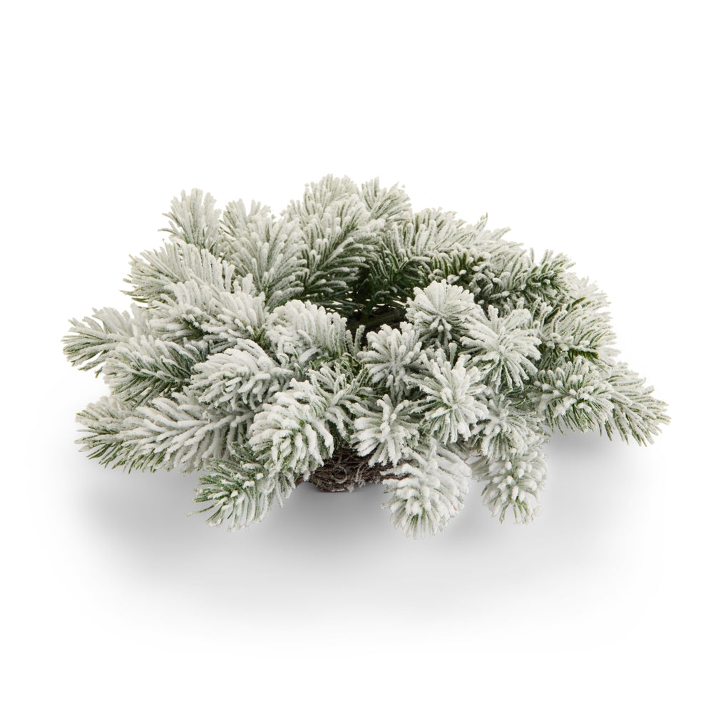 10" Flocked Pine Mini Wreath Candle Ring