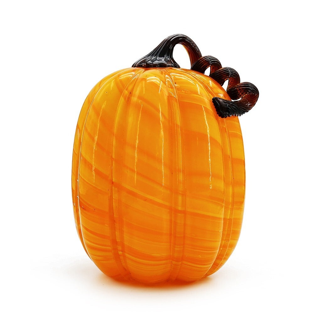 11" - Glass Pumpkin With Curly Stem