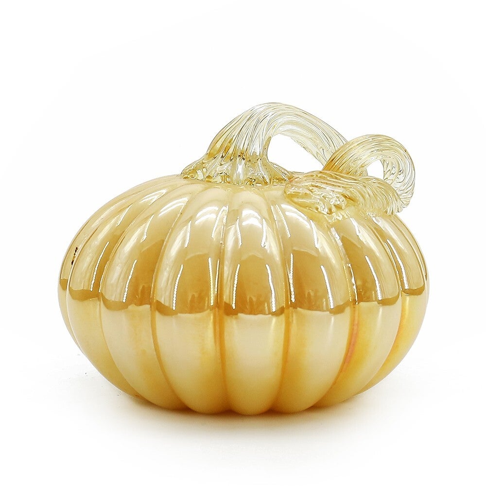 4.5" - Glass Pumpkin With Curly Stem