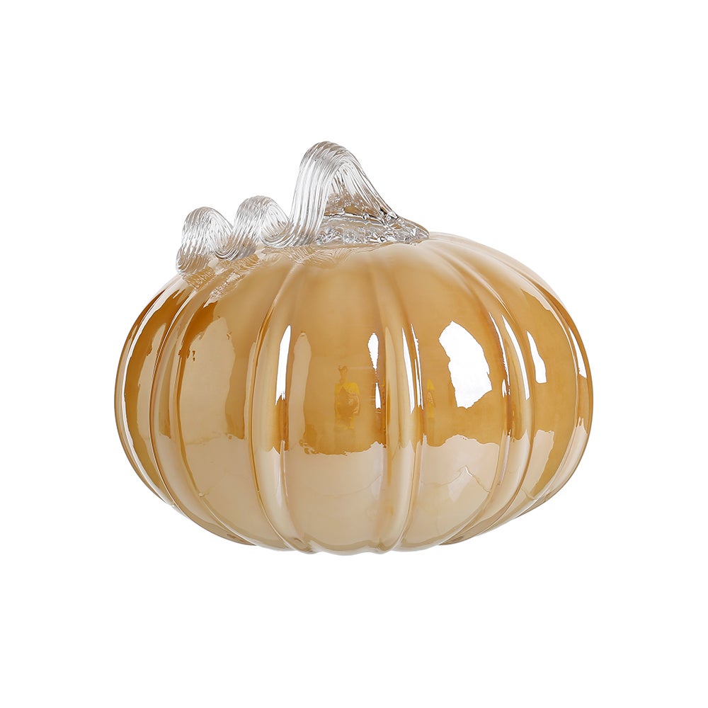 6" - Glass Pumpkin With Curly Stem