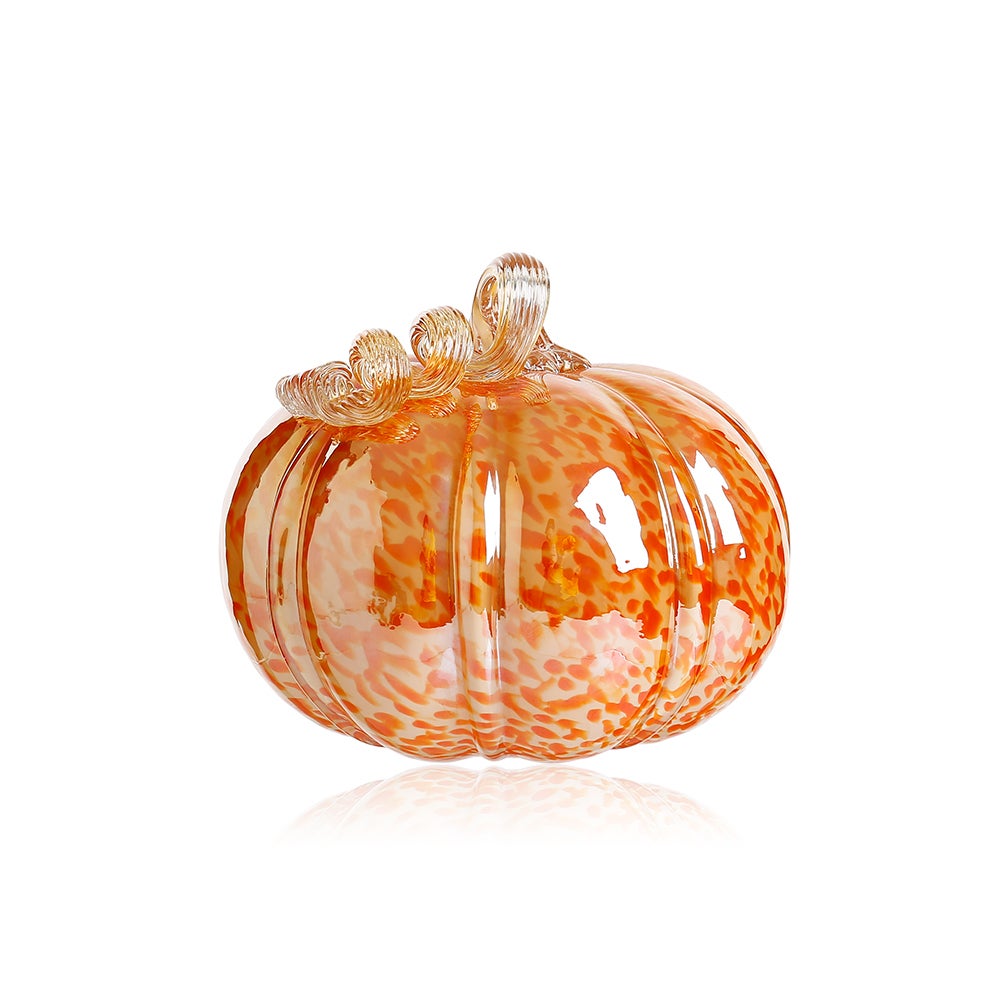 5.9" - Glass Pumpkin With Curly Stem