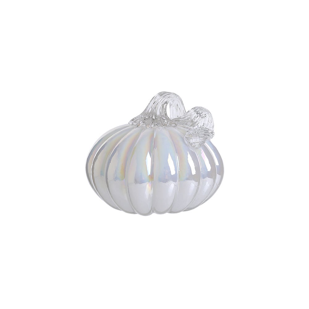 4.3" - Glass Pumpkin With Curly Stem