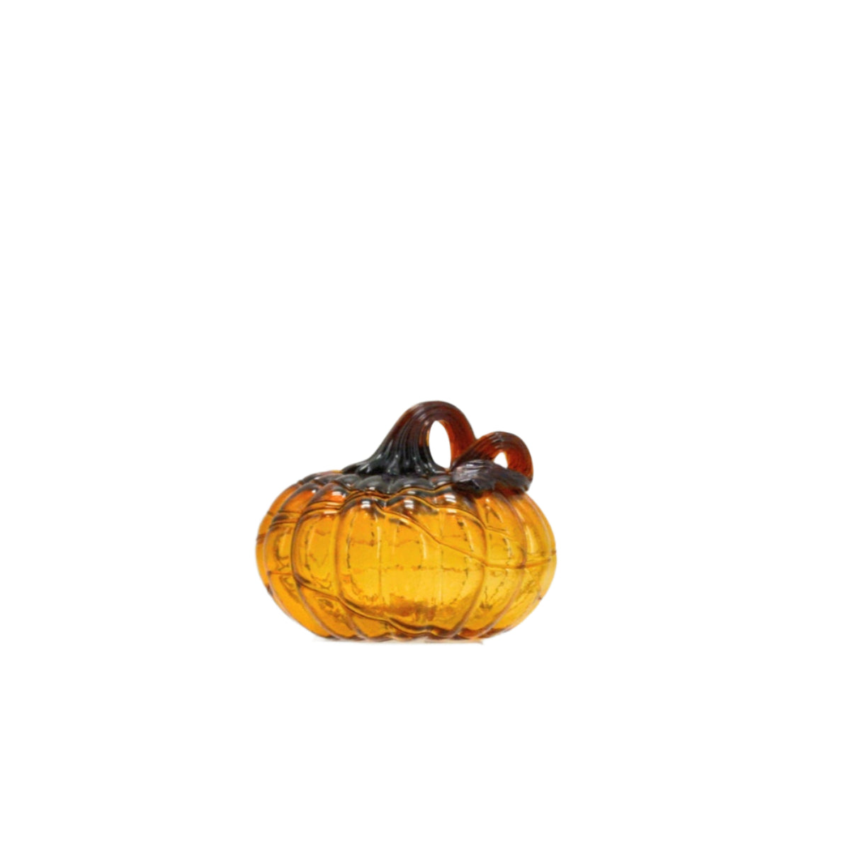4.3" - Glass Pumpkin With Curly Stem