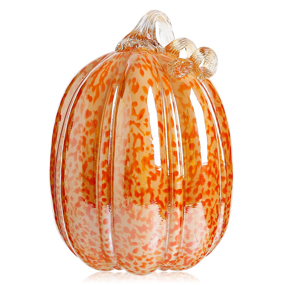 11" - Glass Pumpkin With Curly Stem