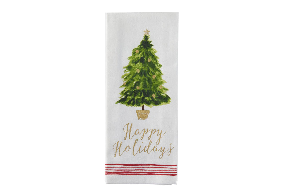 Holiday Tree "Happy Holidays" Dishtowel