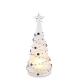 3 Frosted Glass Silver Star Garland LED Christmas Trees w/Timers