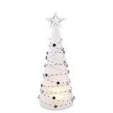 3 Frosted Glass Silver Star Garland LED Christmas Trees w/Timers