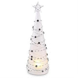 3 Frosted Glass Silver Star Garland LED Christmas Trees w/Timers
