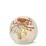 3 Round Clear Glass LED Cardinal & Pinecone Globes w/Timers
