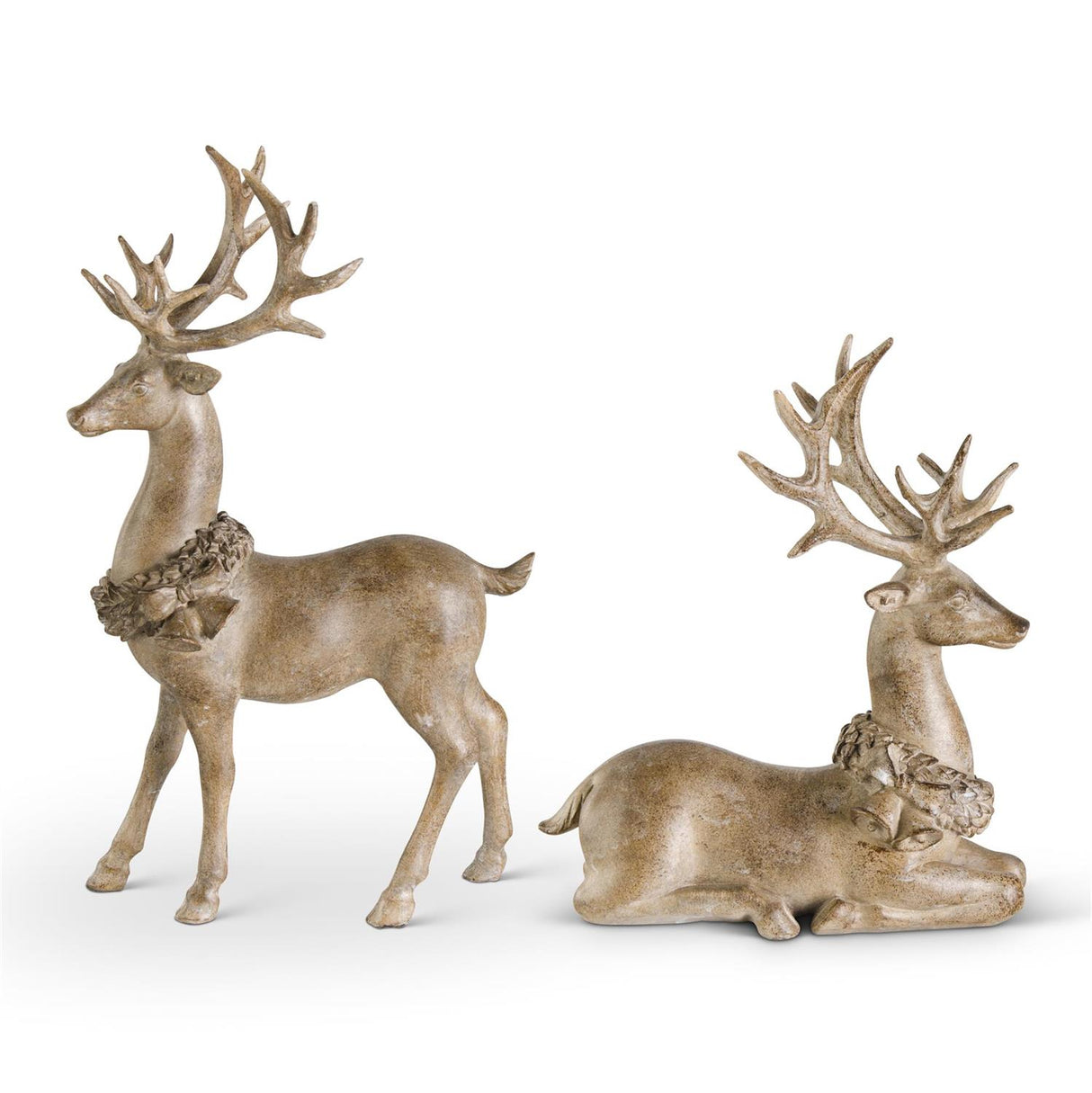 2 Resin Light Brown Deer w/Antique Finish