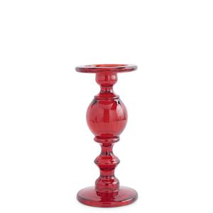 3 Red Transparent Glass Taper/Pillar Candle Holders