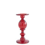 3 Red Transparent Glass Taper/Pillar Candle Holders