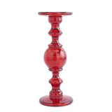 3 Red Transparent Glass Taper/Pillar Candle Holders