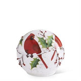 3 LED Cardinals and Holly Tabletop Globe w/Timers