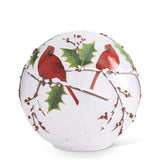 3 LED Cardinals and Holly Tabletop Globe w/Timers