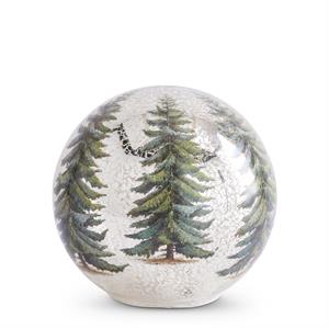 3 Pine Tree LED Gold Mercury Glass Tabletop Globes w/Timers