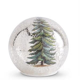 3 Pine Tree LED Gold Mercury Glass Tabletop Globes w/Timers