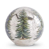 3 Pine Tree LED Gold Mercury Glass Tabletop Globes w/Timers
