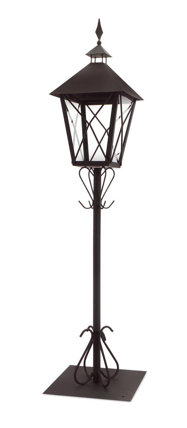 Lantern w/Post 67H Iron/Glass - BK"