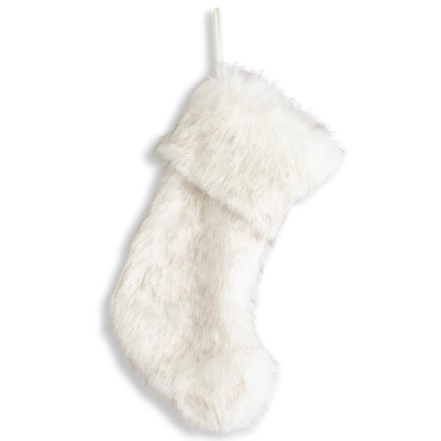 22" Cream Faux Fur Stocking