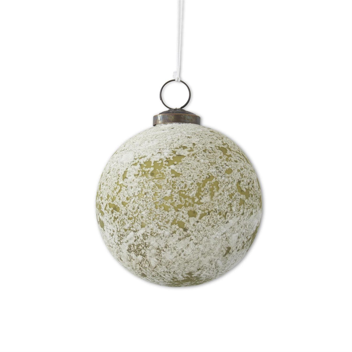 4 Inch White Speckled Light Green Glass Ornament